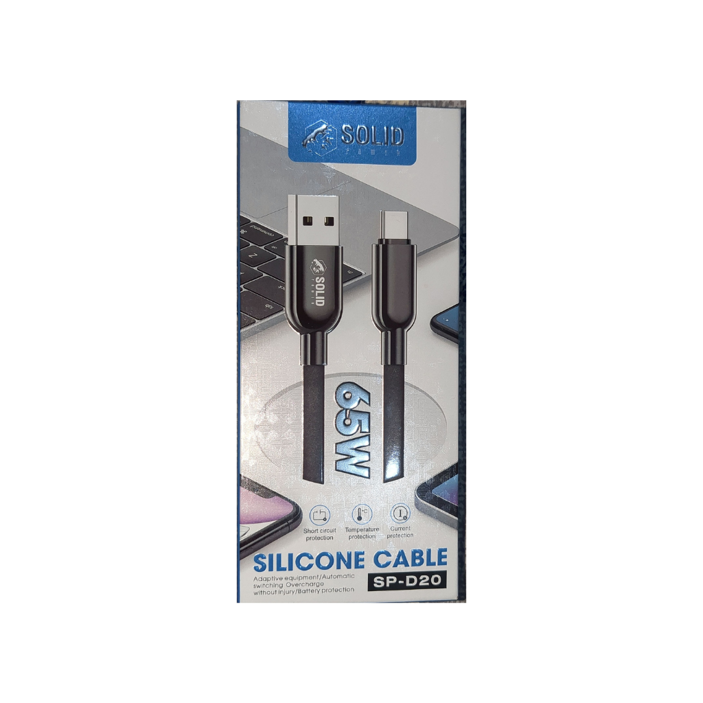 Solid Power Type A to Type C Silicon Cable SP-D20 65W